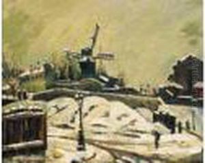Moulin De La Galette Sous La Neige by Pierre Dumont