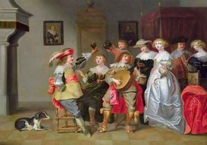 An Elegant Company Merry making in an interior