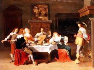 Elegant Company in an Interior by Christoffel Jacobsz van der Lamen