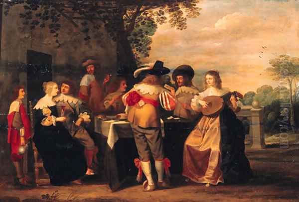 Elegant company merrymaking on a terrace - view 1