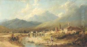 View of a Swiss mountain village