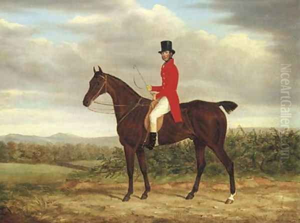 A Gentleman on his Bay Hunter in a landscape - view 1