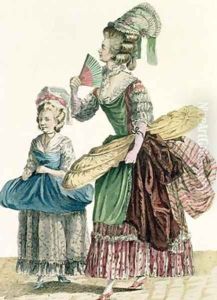 An Elegant Dressmaker Delivering her Work by Pierre Thomas Le Clerc