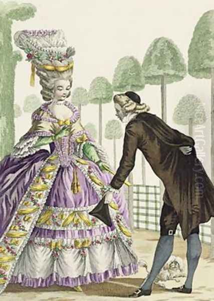 Lady in a Lilac Dress Promenades in the Gardens of the Palais Royal - view 1
