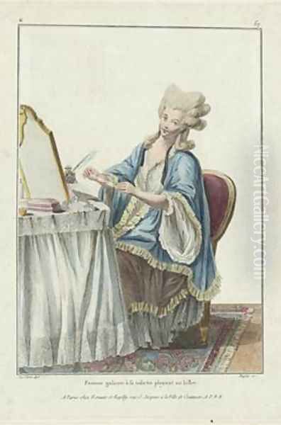 Woman at her Toilet folding a Note 2 - view 1