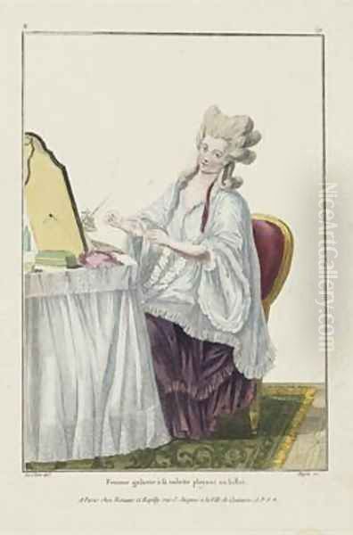 Woman at her Toilet folding a Note - view 1