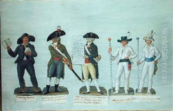 A Newspaper Seller a Citizen Ready to Fight a Citizen Carrying the Declaration of the Rights of Man and Two Bargemen - view 1