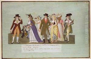 Incroyables and Merveilleuses on the Boulevard des Italiens by Brothers Lesueur