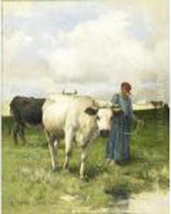 A Lady In Pastoral Setting by Julien Dupre