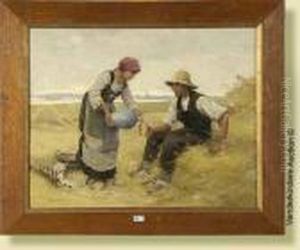 La Pause Des Paysans Pendant Les Moissons by Julien Dupre