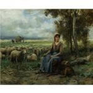 Shepherdess Watching Over Her Flock