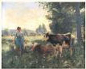 Fermiere Et Ses Vaches by Julien Dupre