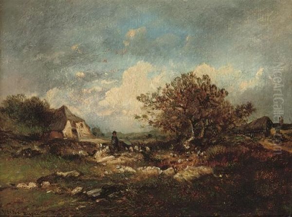 A Shepherd Grazing His Flock - view 1