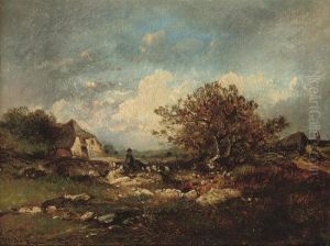 A Shepherd Grazing His Flock by Leon Victor Dupre