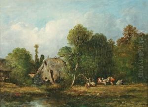 Halte Du Troupeau Au Bord Du Ruisseau Halte Du Troupeau Au Bord Du Ruisseau