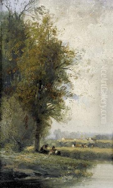 Zwei Flusslandschaften Mit Figurenstaffage. Gegenstucke. - view 1