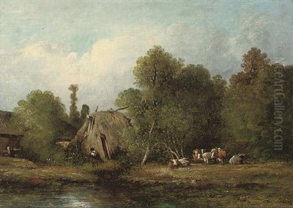 Cattle By A Farmstead - view 1