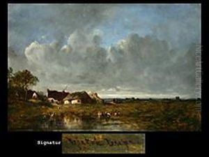 Strohgedeckte Hauser In Der Provence by Leon Victor Dupre