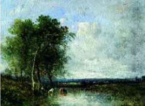 Gardienne De Vaches Au Bord De La Mer