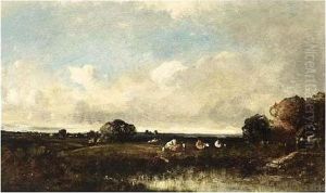 Cows In An Extensive Landscape by Leon Victor Dupre