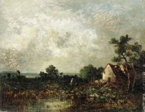 Cottage By A Pond
Signed 'victor Dupre' (lower Left) by Leon Victor Dupre