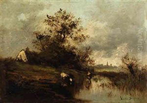 Cows At Watering Hole