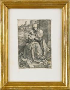 The Virgin And Child Seated By The Wall