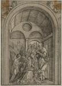 Holy Family With Two Angels In A Vaulted Halls Holy Family With Two Angels In A Vaulted Halls