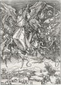 Saint Michael Fighting The Dragon by Albrecht Durer