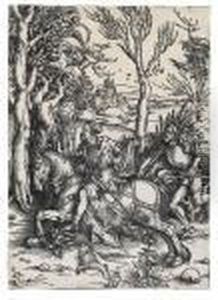 A Knight On Horseback And The Lansquenet by Albrecht Durer