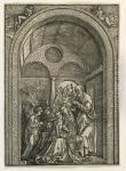 The Holy Family With Two Angels In A Vaulted Hall - view 1