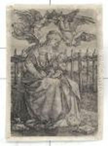 The Virgin And Child Crowned By Two Angels by Albrecht Durer