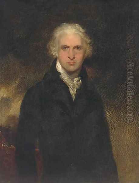 Portrait of a gentleman, thought to be Lord Leverford when Lord Hawkenbury, half-length, in a black jacket and white cravat - view 1