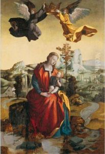Madonna Col Bambino Incoronata Da Due Angeli by Albrecht Durer