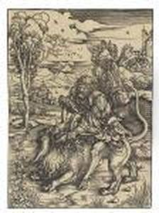 Samson Fighting With The Lion. by Albrecht Durer