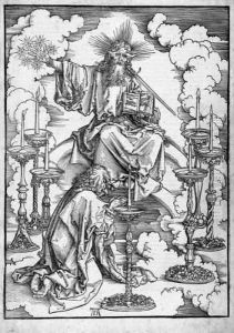 Johannes Erblickt Die Sieben Leuchter. by Albrecht Durer