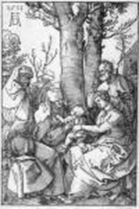 Die Heilige Familie Mit Joachim Und Anna Unter Dem Baum.