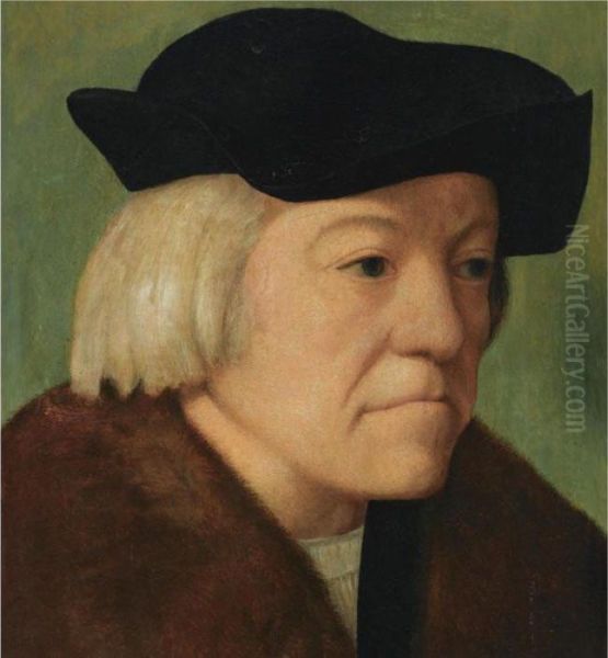 Portrait Of A Man, Head And 
Shoulders, Wearing A Black Coat With A Fur Collar And A Black Hat - view 1