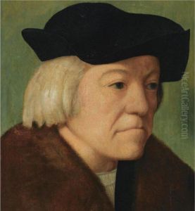 Portrait Of A Man, Head And
Shoulders, Wearing A Black Coat With A Fur Collar And A Black Hat by Albrecht Durer