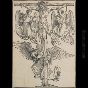 Christ On The Cross With Three Angels, Second State, [b. 58] by Albrecht Durer