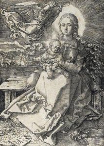 Virgin And Child Crowned By One Angel by Albrecht Durer