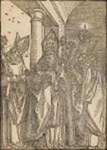 The Three Bishops Nicholas, Ulrich And Erasmus by Albrecht Durer