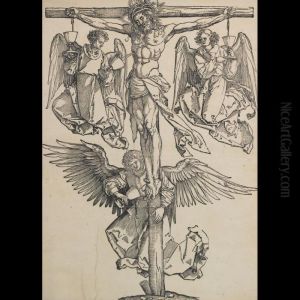 Christ On The Cross With Three Angels by Albrecht Durer