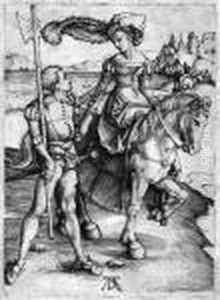 Das Fraulein Zu Pferd Und Der Landsknecht by Albrecht Durer