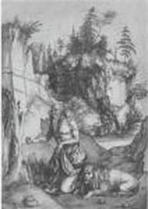 St Jerome In Penitence (b. 61; M., Holl. 57) by Albrecht Durer
