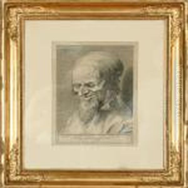 A Gentleman's Portrait. Signed 
Monogram In The Print. Recent Print. Etching. Visible Size 38 X 25 Cm - view 1