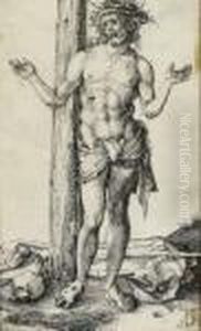 Man Of Sorrows With Hands Outstretched (bartsch; Meder; Hollstein 20) by Albrecht Durer