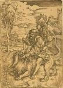 Samson Totet Den Lowen. by Albrecht Durer