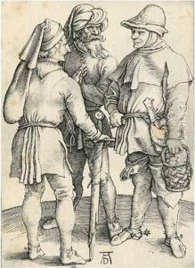 Les Trois Paysans. Vers 1497 by Albrecht Durer