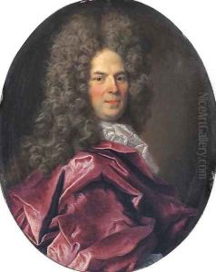 Portrait of a Gentleman, bust-length, in a red cloak by Nicolas de Largilliere
